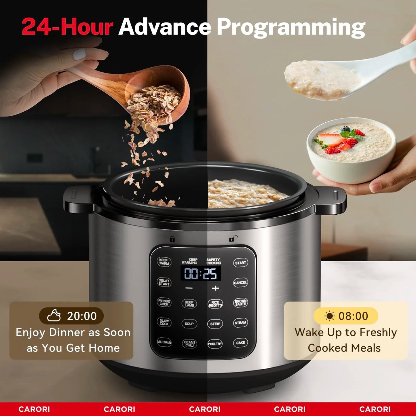 9-in-1 Electric Pressure Cooker 6 Qt, Programmable Multi-Function with Safer Vent, Olla de Presion, Rice Cooker, Slow Cooker