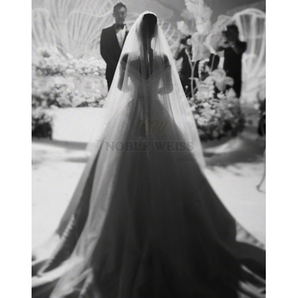 Ribbon Edge Wedding Veils Tulle Long Bridal Veil Two Layer Bridal Veil Long Bridal Party Veils Wedding Accessories Customized