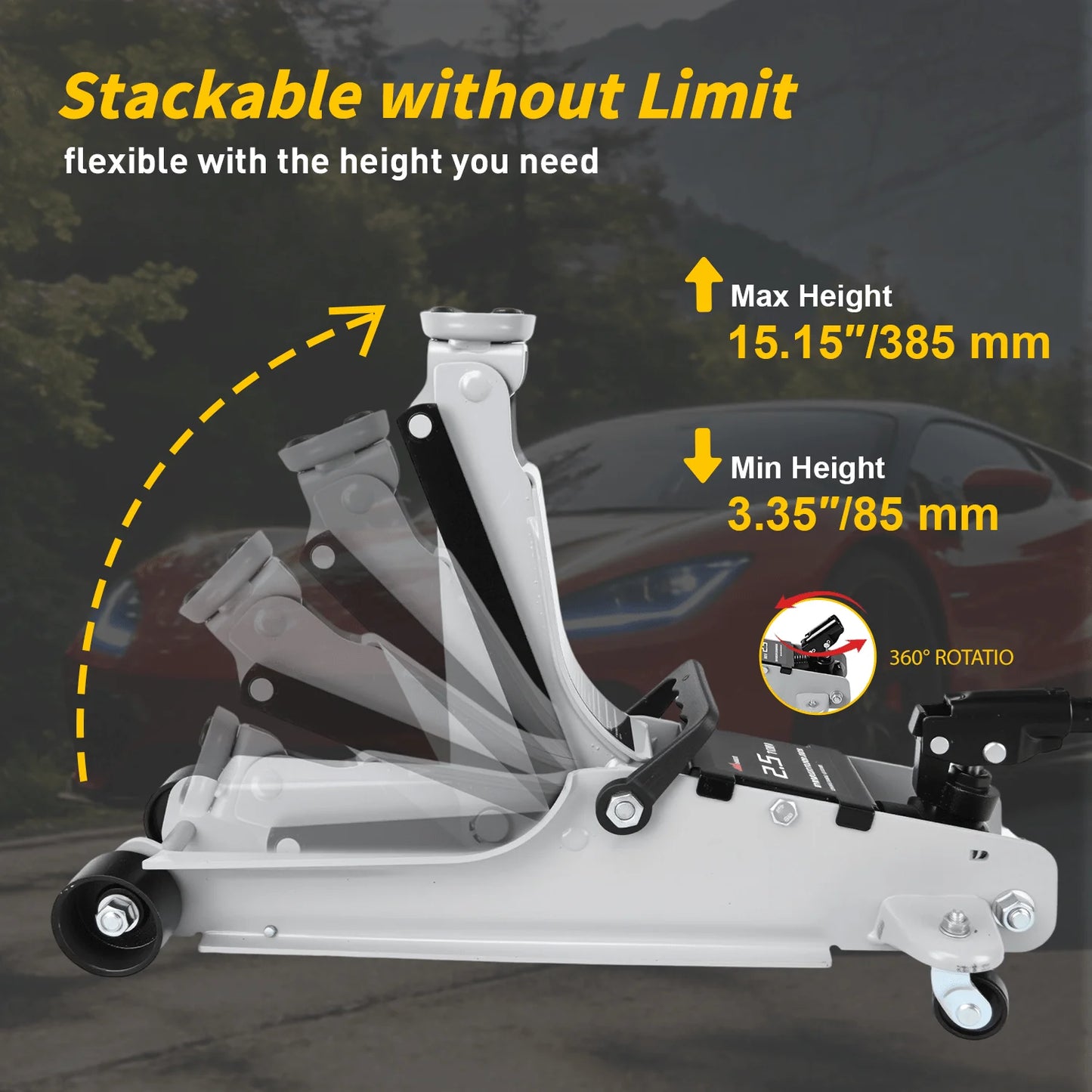 Nilight 2.5 Ton Floor Jack, Low Profile Hydraulic Trolley Car Jack With 360° Swivel Lifting Arm, Heavy Duty Steel Service Jack