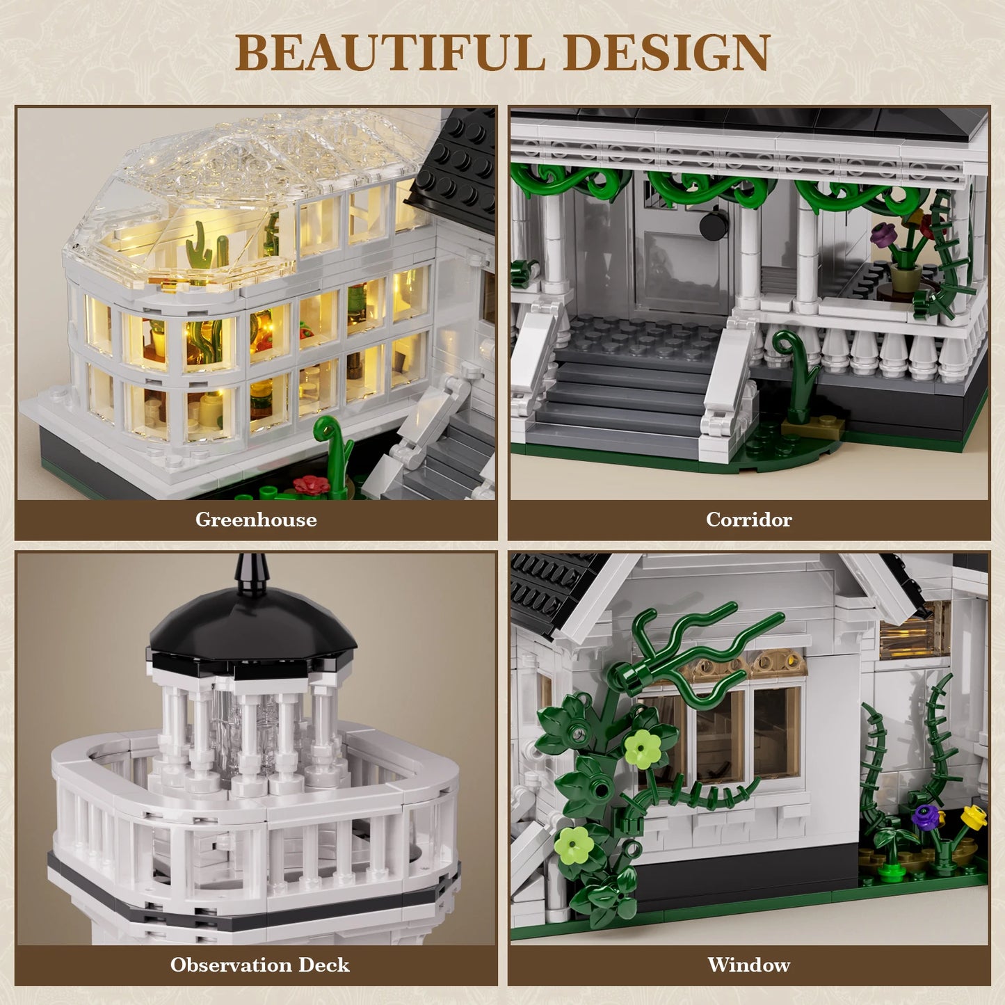 Magic House Building Set Home Decor with LED Light,Owens House Blocks Model Room Decoration Gift for Adults (1877PCS)