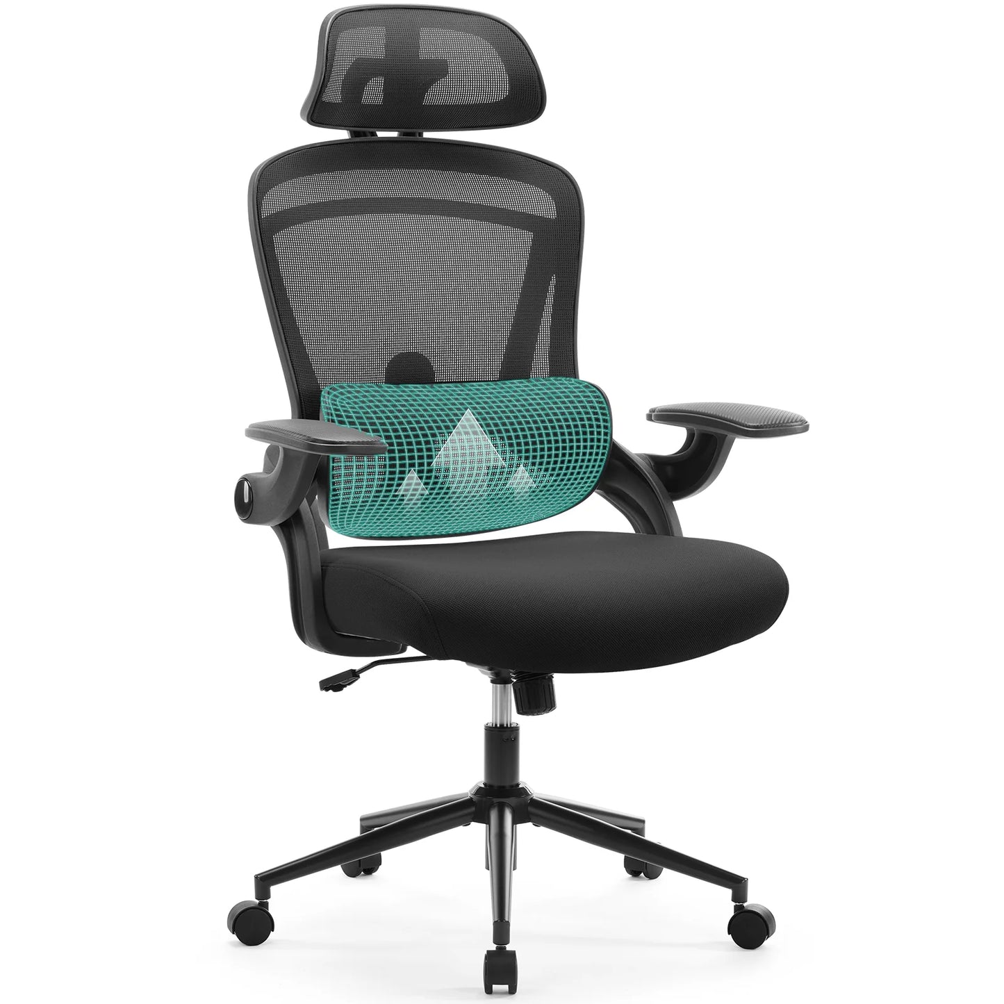 MCQ Office Computer Gaming Chair Ergonomic Flip Armrest Adjustable Headrests and Lumbar Support Mesh Chair For Office Home 