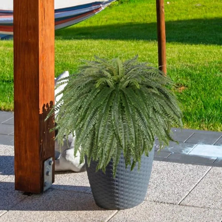 Large Artificial Fern Plant 50 Silk Greenery with 128 Fronds Realistic Faux Boston Fern for Indoor Outdoor Decor Garden Office