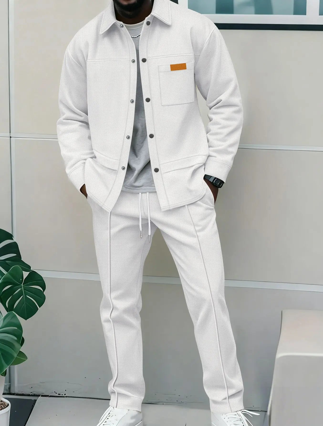 NONECN Flight Jacket Men's Casual Autumn Winter Two-Piece Set