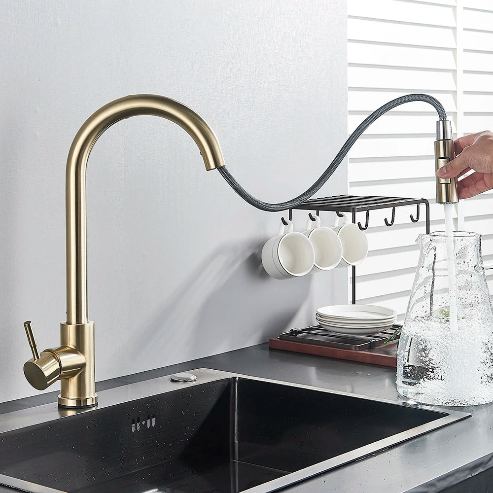Black Pull Out Sensor Kitchen Faucet Touch Control Faucet 2 Function Mixer For Sink Tap Sprayer Single Handle Mixer Tap