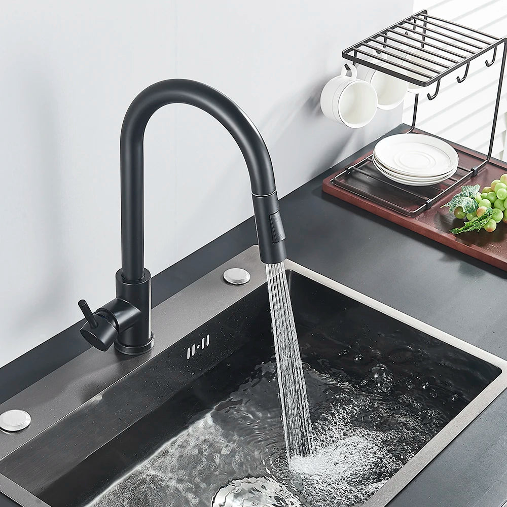 Black Pull Out Sensor Kitchen Faucet Touch Control Faucet 2 Function Mixer For Sink Tap Sprayer Single Handle Mixer Tap