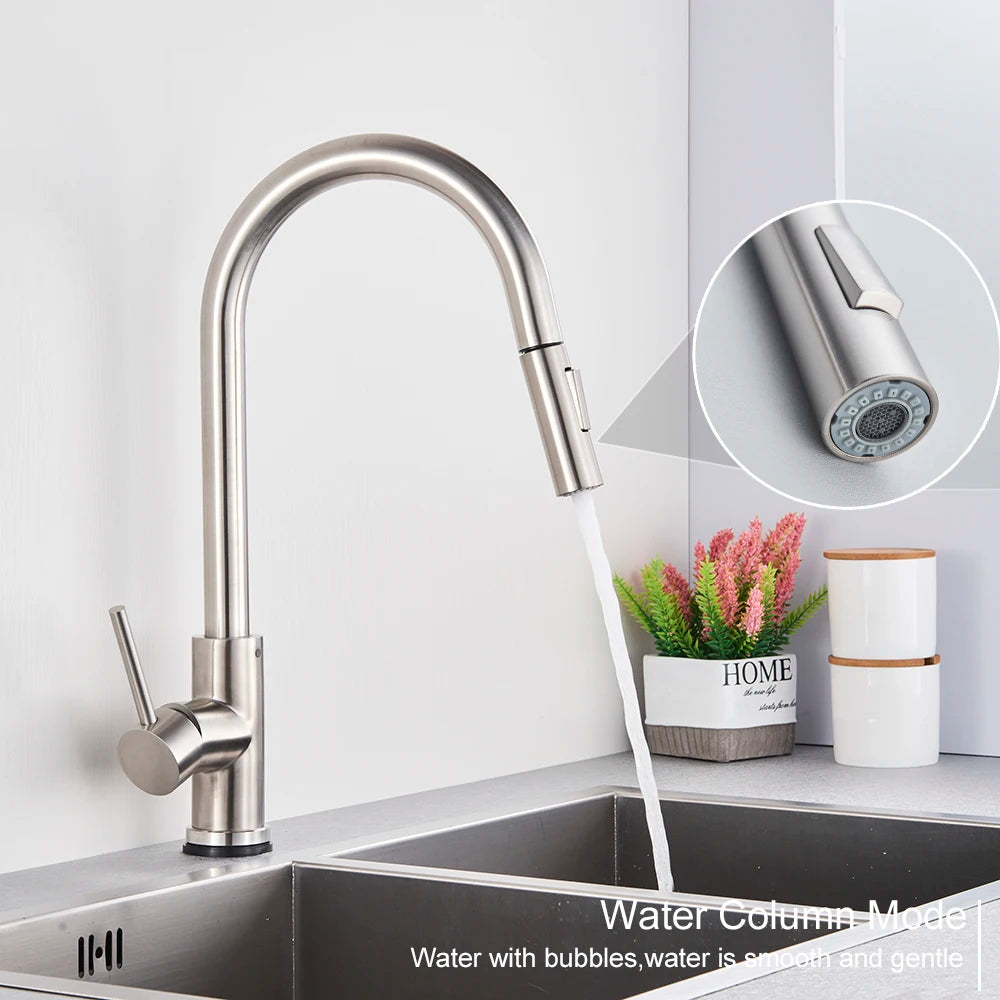Black Pull Out Sensor Kitchen Faucet Touch Control Faucet 2 Function Mixer For Sink Tap Sprayer Single Handle Mixer Tap