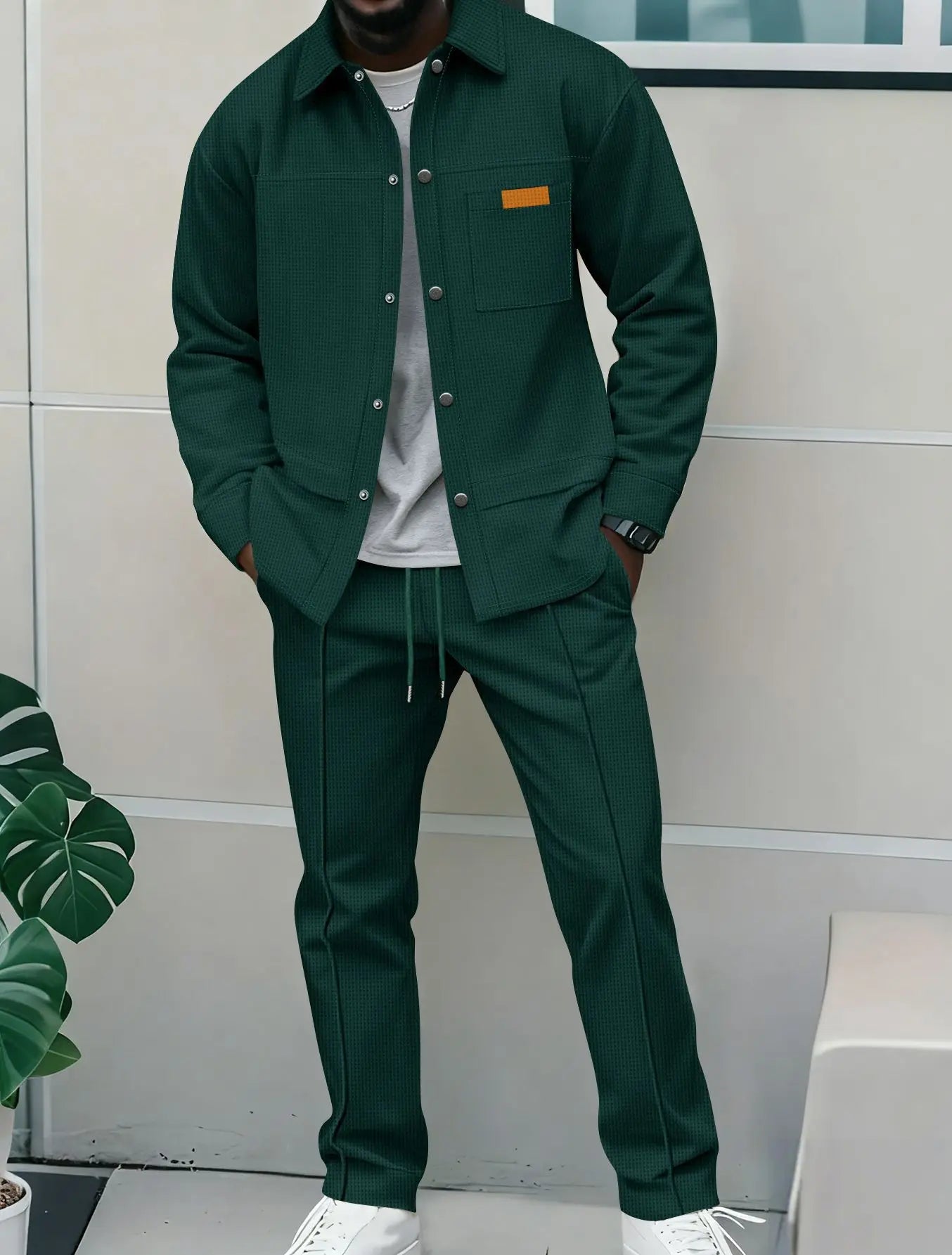 NONECN Flight Jacket Men's Casual Autumn Winter Two-Piece Set