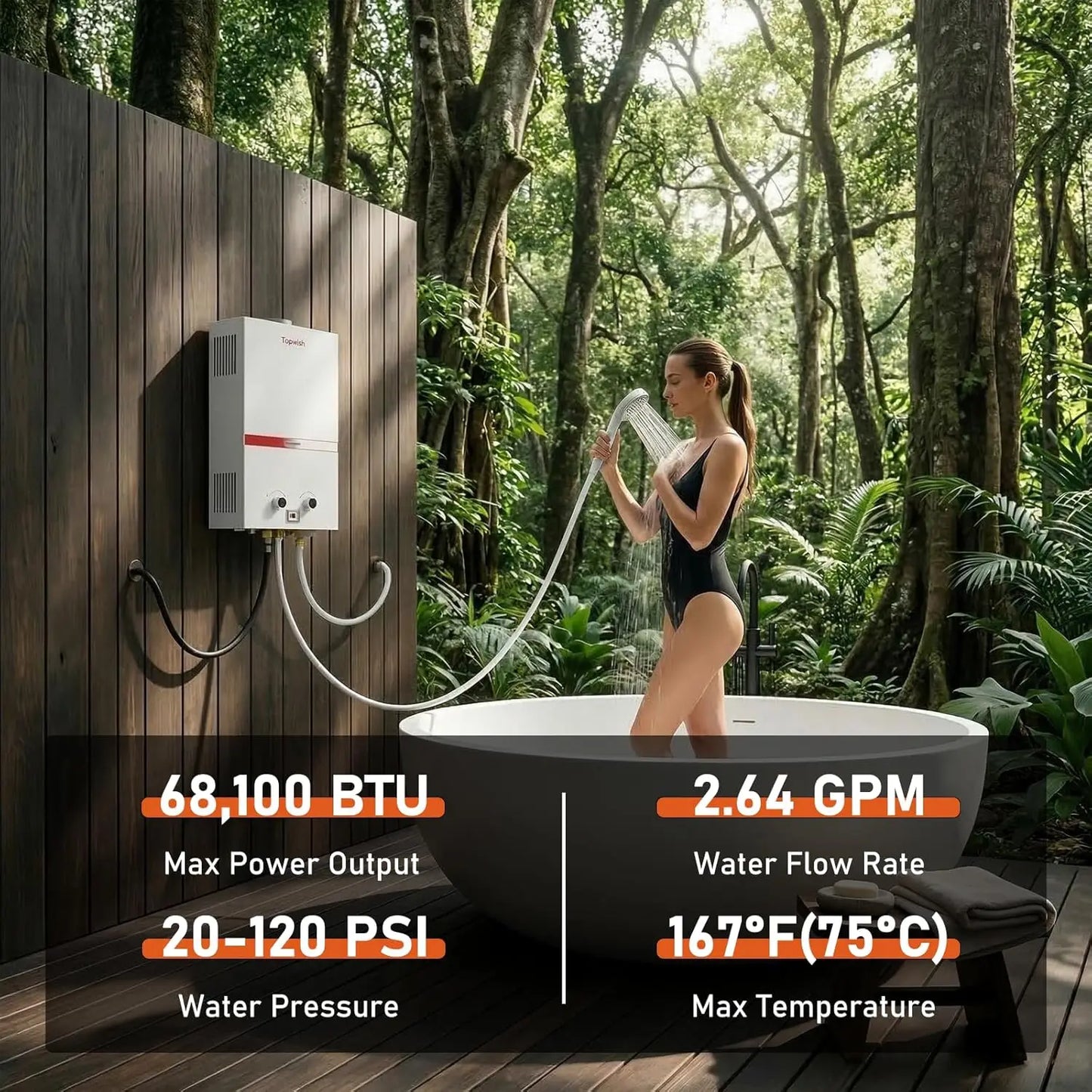 Portable Propane Water Heater Tankless 10L 2 64GPM Instant Gas Hot Water Heater 68 100 BTU with Digital Display Overheating