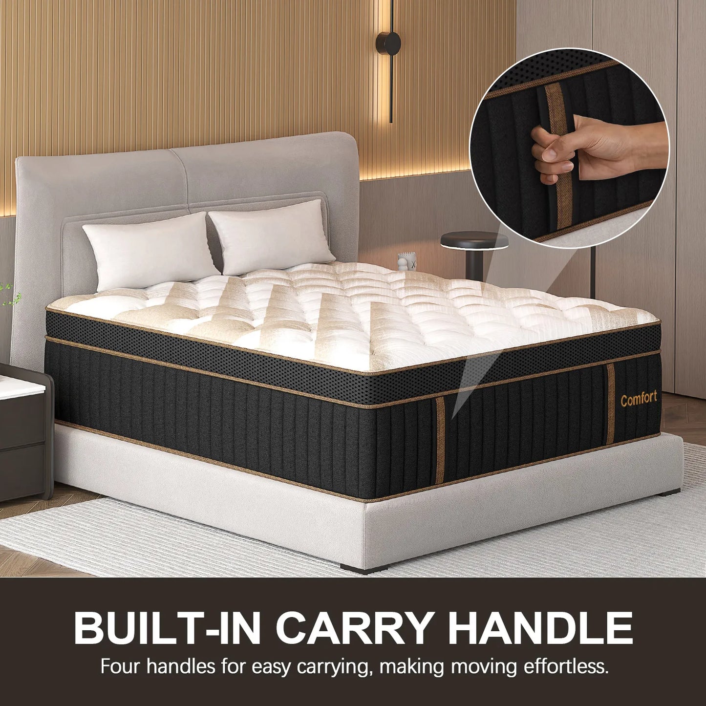 12"14" Gel Memory Foam Hybrid Pocket Spring Mattress Twin Full Queen King Bed Mattress In A Box, Medium Firm Motion Isolation