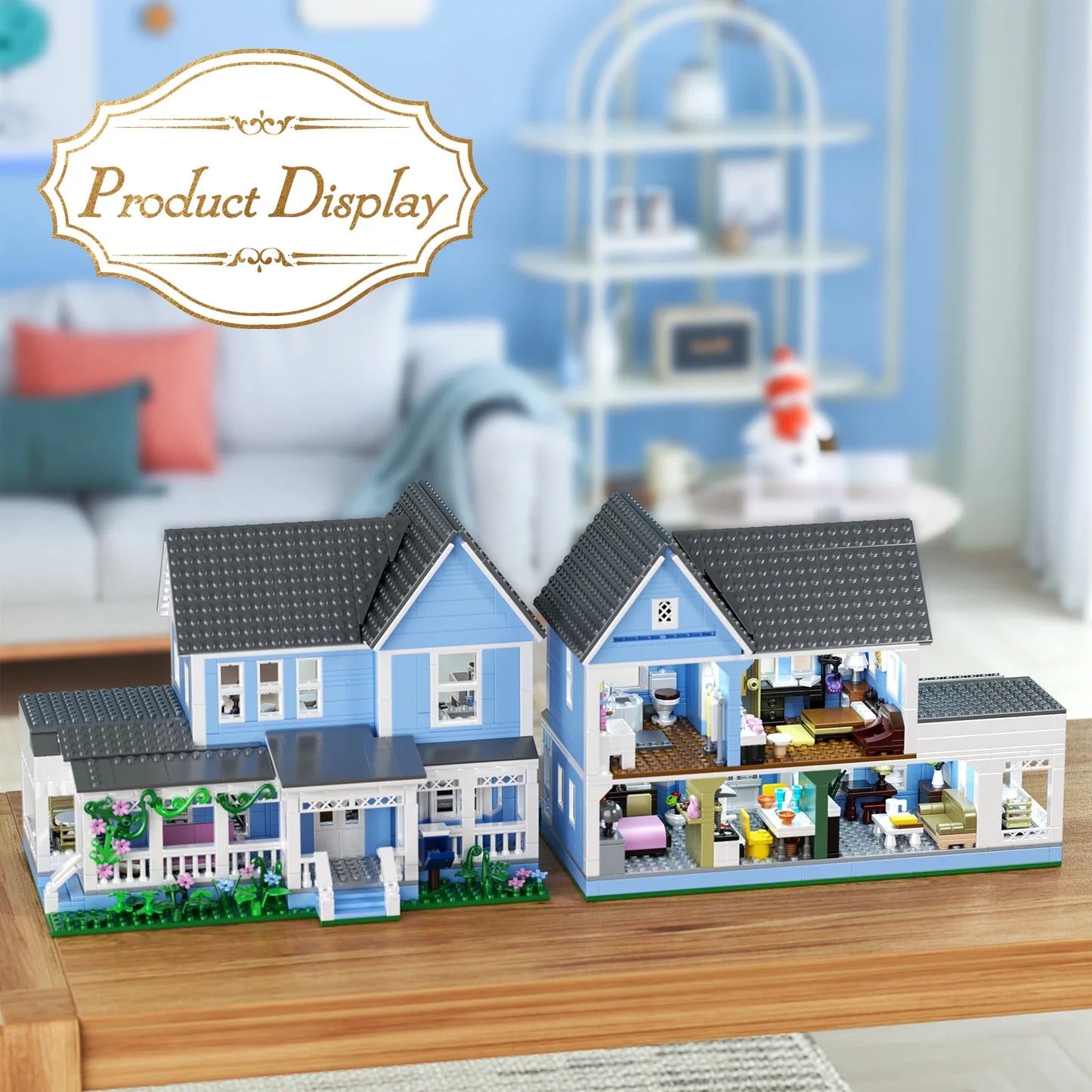 Lorelai Girls Movie House Building Block Girls Blue Palace Model Toys Ideas Hut Set Children Gifts (1107PCS)