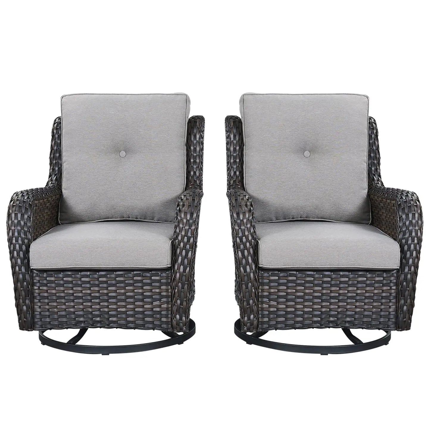 Wicker Rocking Chair Swivel Chairs - 2 Piece Rocker Patio Chairs Set Rattan Rocking Chair for Outdoor Porch Deck, Customized
