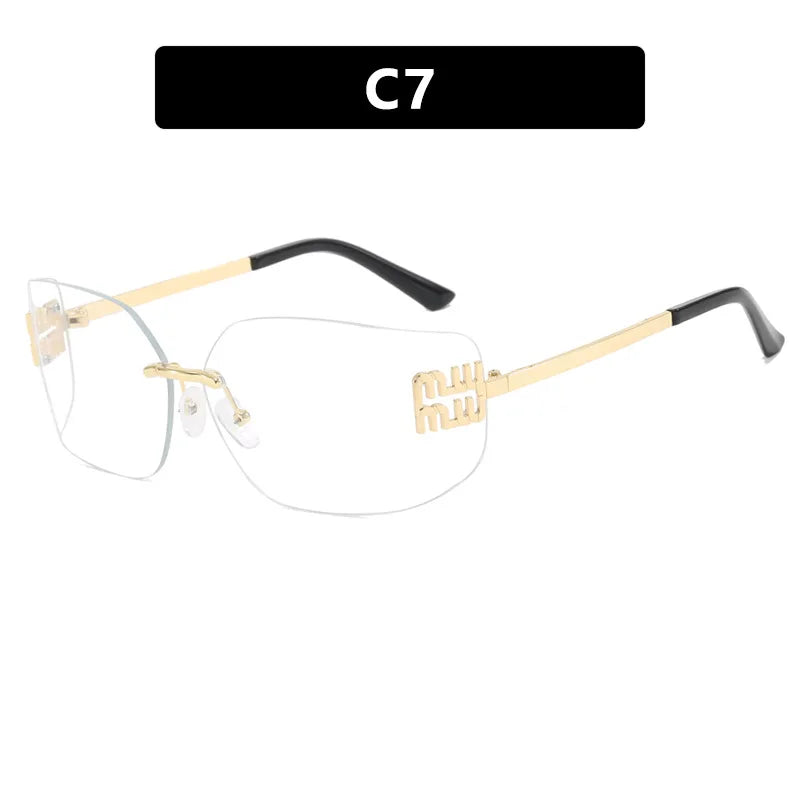 Retro Rimless Design Shades Luxury Metal Women Sunglasses High Quality Decoration Sun Glasses for Travelling Hiking