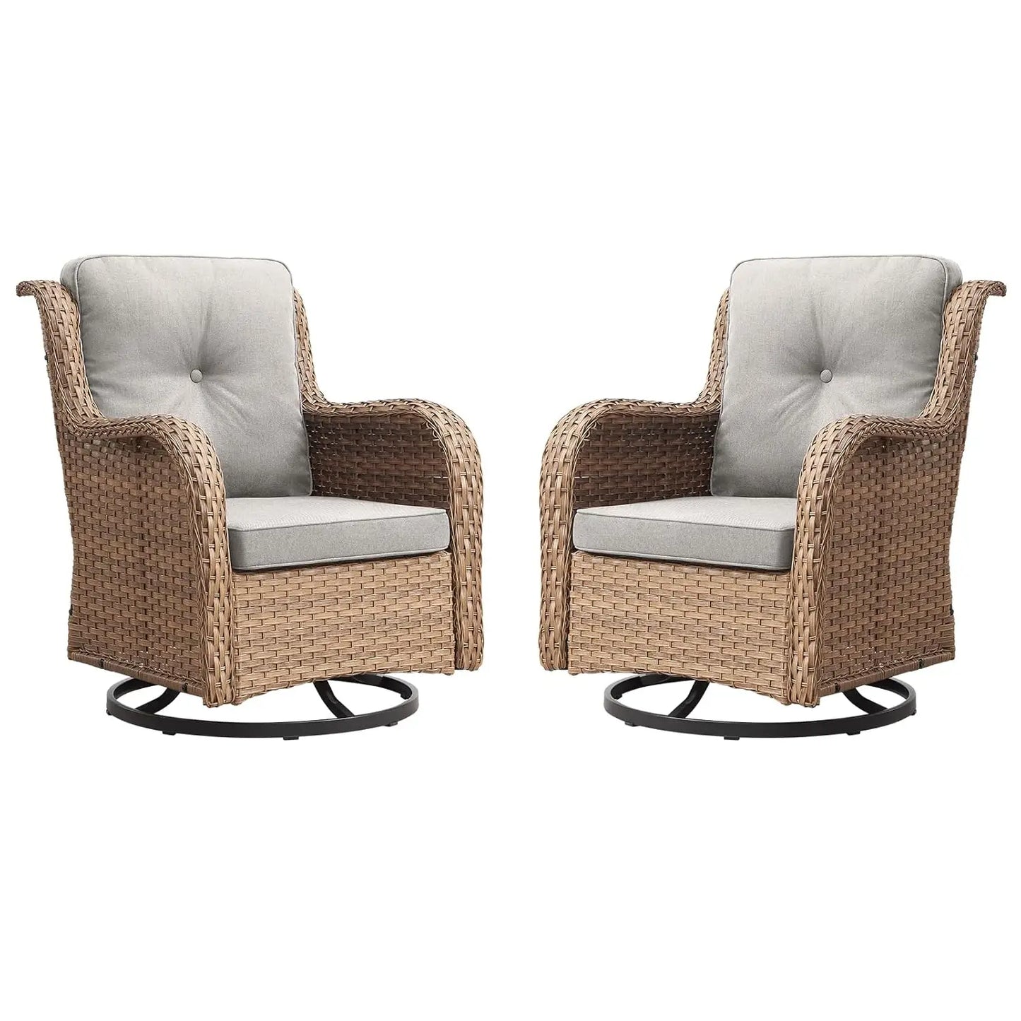 Wicker Rocking Chair Swivel Chairs - 2 Piece Rocker Patio Chairs Set Rattan Rocking Chair for Outdoor Porch Deck, Customized