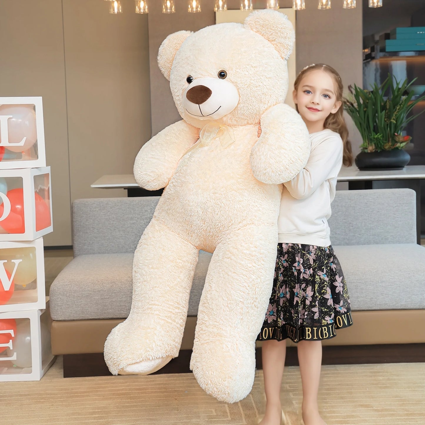 SNOWOLF Giant Teddy Bear Stuffed Animal 51in Cute Brown/Beige Valentine's Bear for Girlfriend Boyfriend Mom Birthday