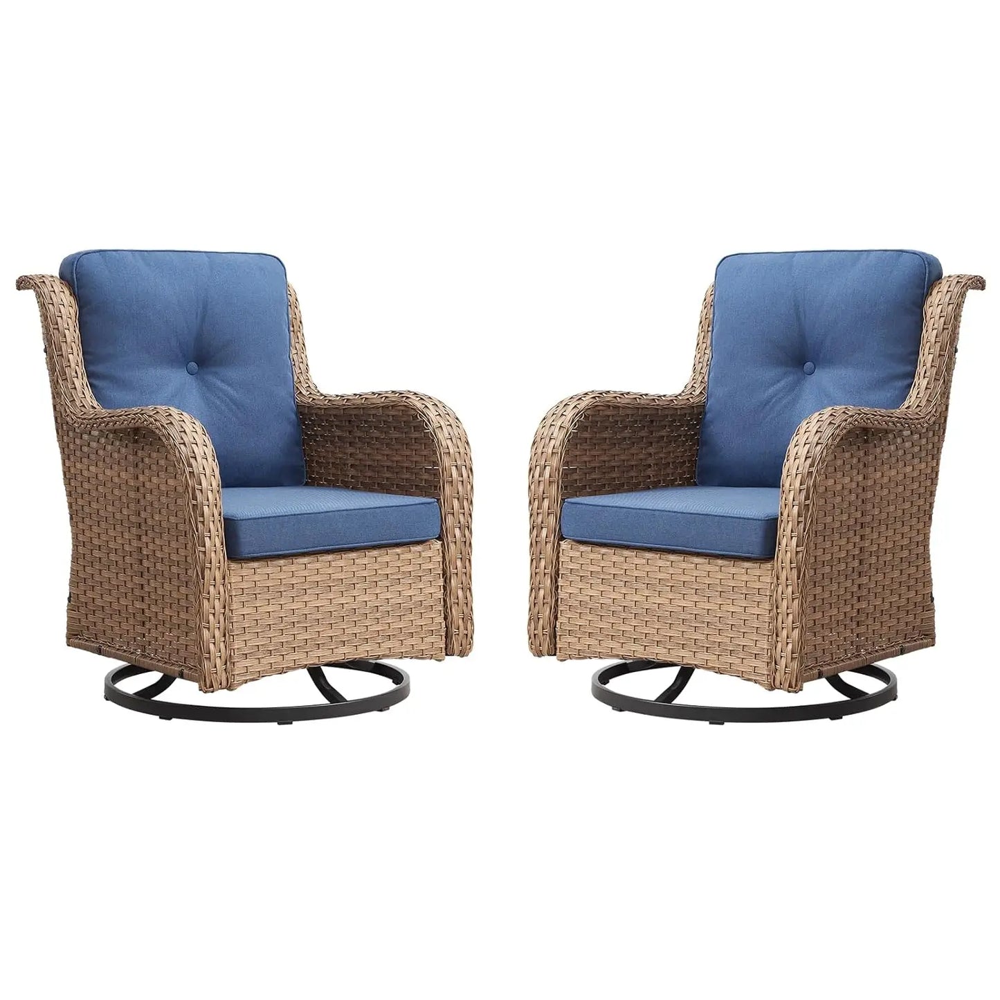 Wicker Rocking Chair Swivel Chairs - 2 Piece Rocker Patio Chairs Set Rattan Rocking Chair for Outdoor Porch Deck, Customized