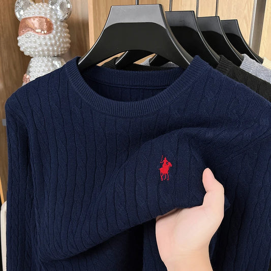 Pony Embroidery Mens Designer Knit Sweater Round Neck Pullover