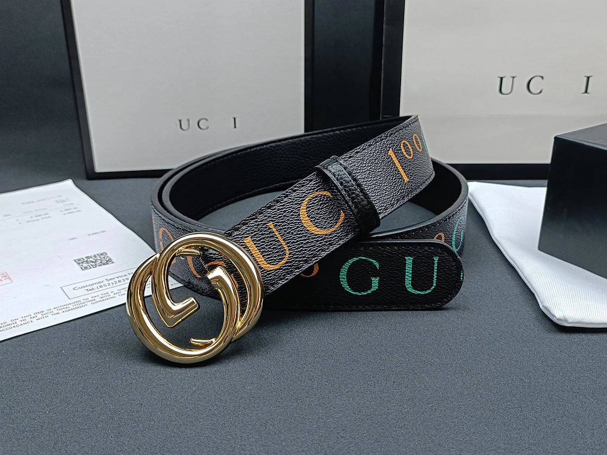 Italian High-end Genuine Leather Men's Belt, Classic Printed Business Belt, Personalized Double G Belt, Multi-functional