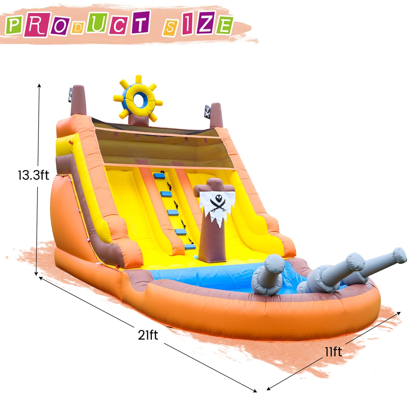 Inflatable pirate boat Outdoor Sildes Air Bounce Water amusement Play Equipment Inflatble Water Double Slide Bubble Ball Pit