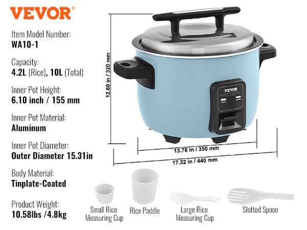 VEVOR Commercial Rice Cooker With Nonstick Aluminium Inner Pot