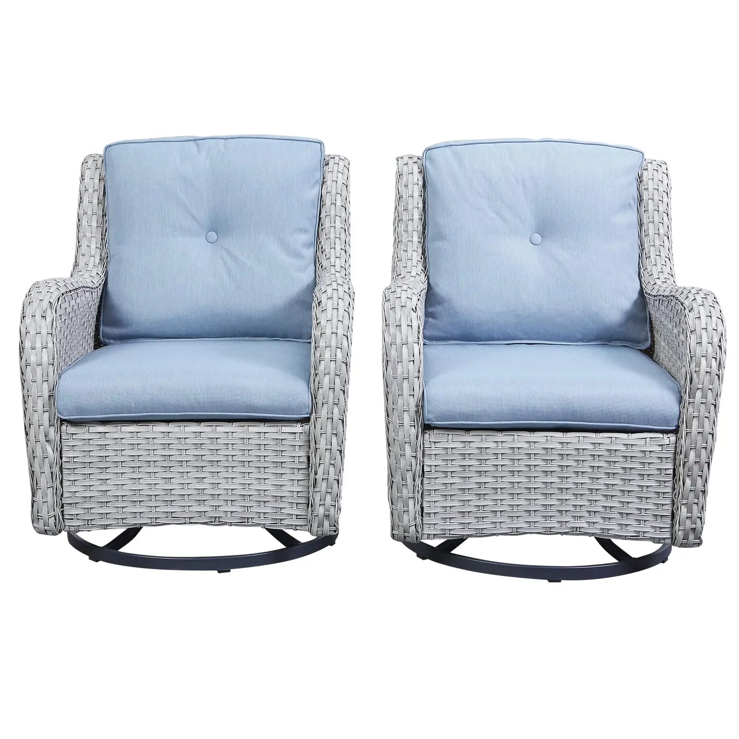 Wicker Rocking Chair Swivel Chairs - 2 Piece Rocker Patio Chairs Set Rattan Rocking Chair for Outdoor Porch Deck, Customized