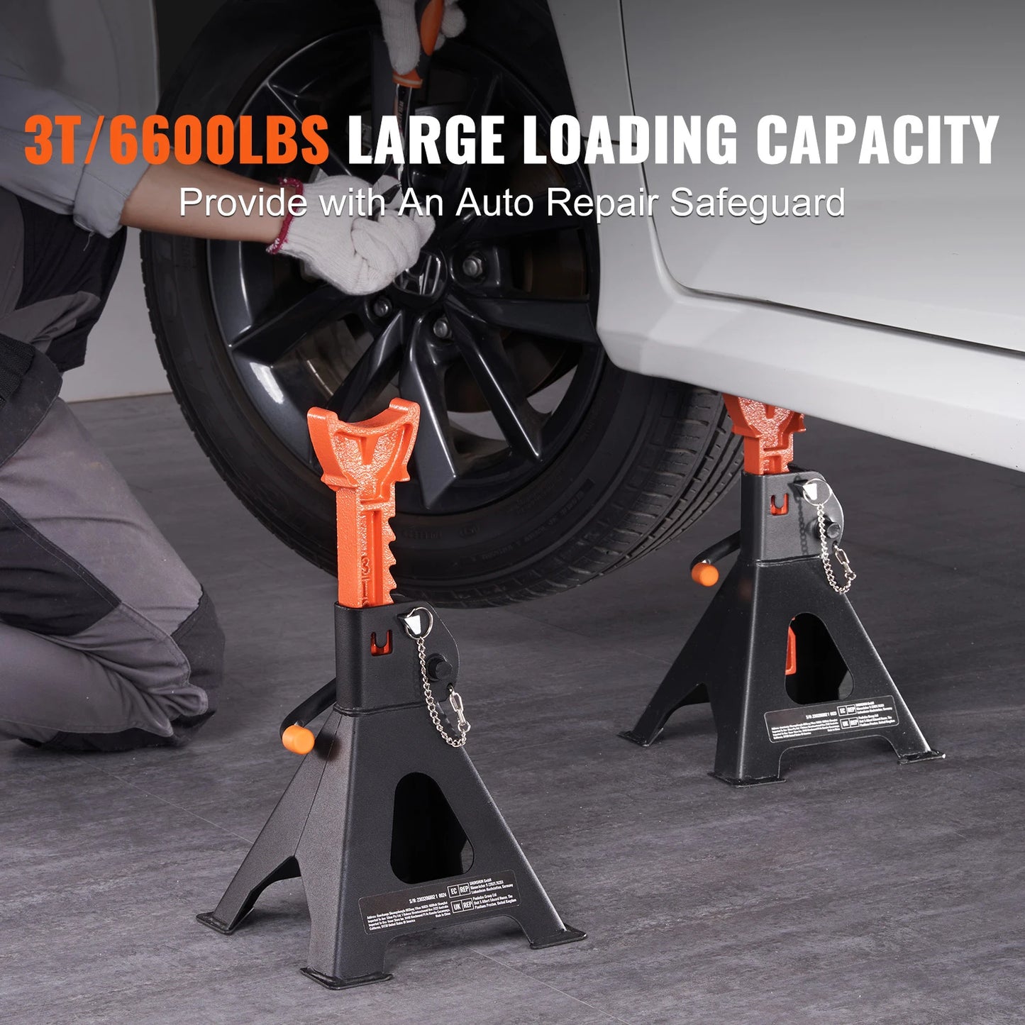 SucceBuy Jack Stands 3/6 Ton (6000/12000 lbs) Capacity Car Jack Stands Double Locking Adjustable Height for lifting SUV Pickup