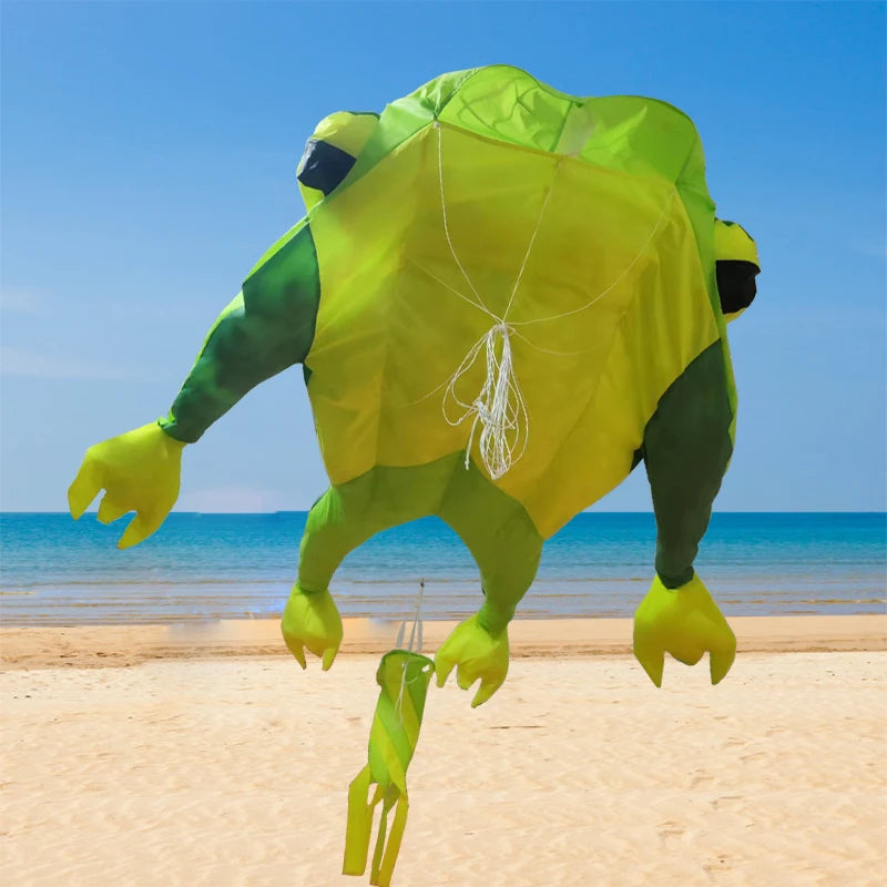 Large 3D frog soft kite, adult outdoor lawn activity game kite, easy to fly on seaside beach, large soft kite