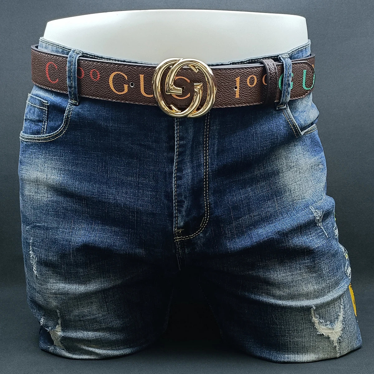 Italian High-end Genuine Leather Men's Belt, Classic Printed Business Belt, Personalized Double G Belt, Multi-functional