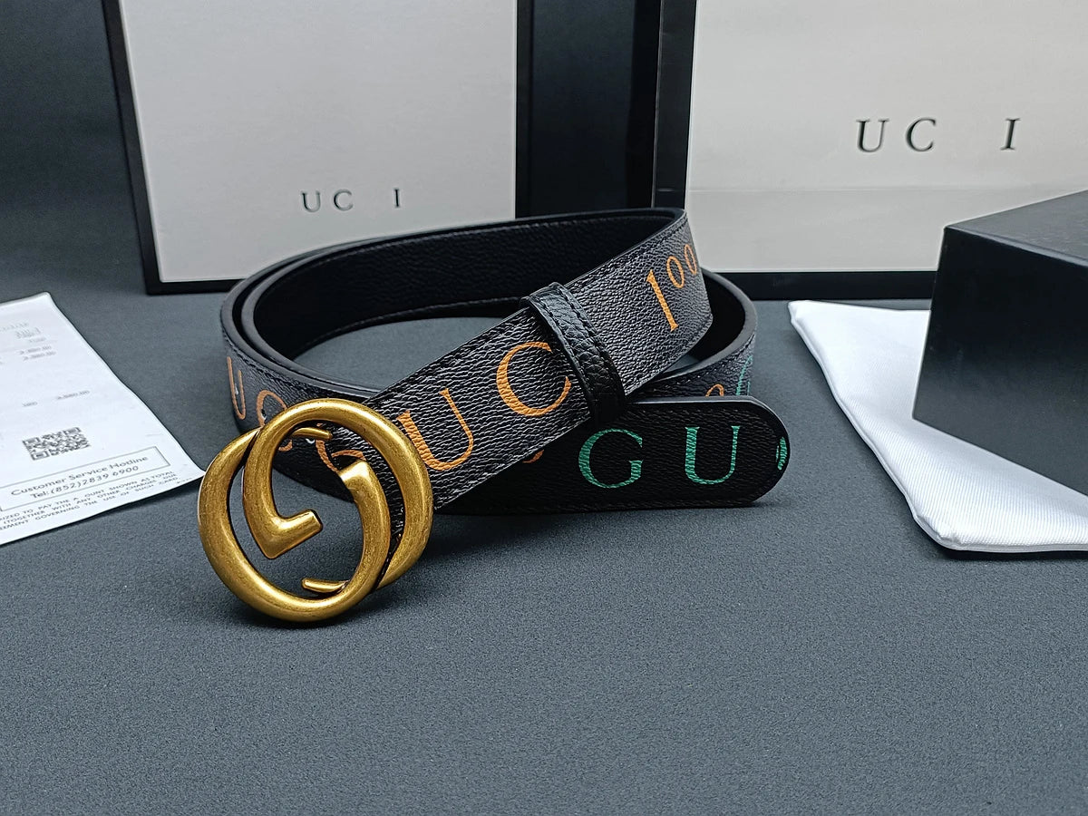 Italian High-end Genuine Leather Men's Belt, Classic Printed Business Belt, Personalized Double G Belt, Multi-functional