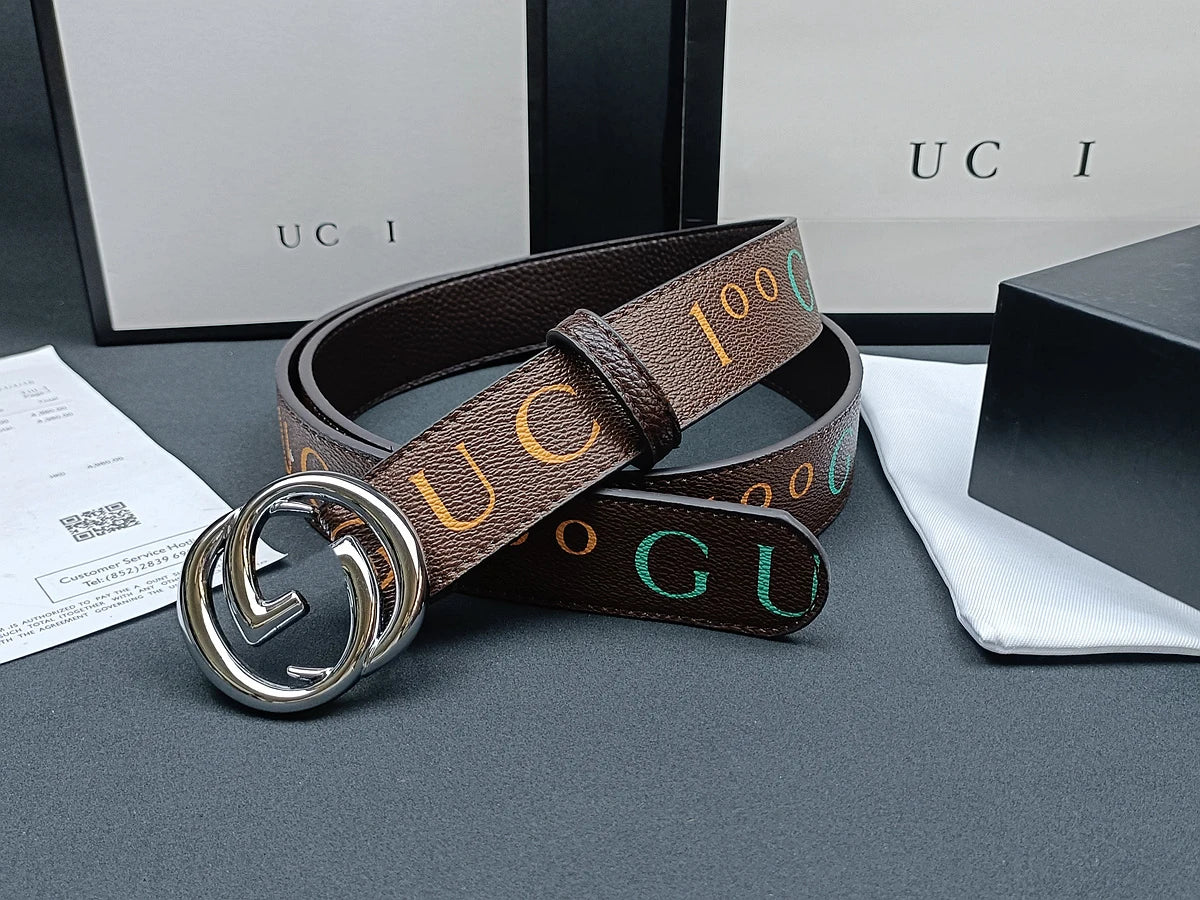 Italian High-end Genuine Leather Men's Belt, Classic Printed Business Belt, Personalized Double G Belt, Multi-functional