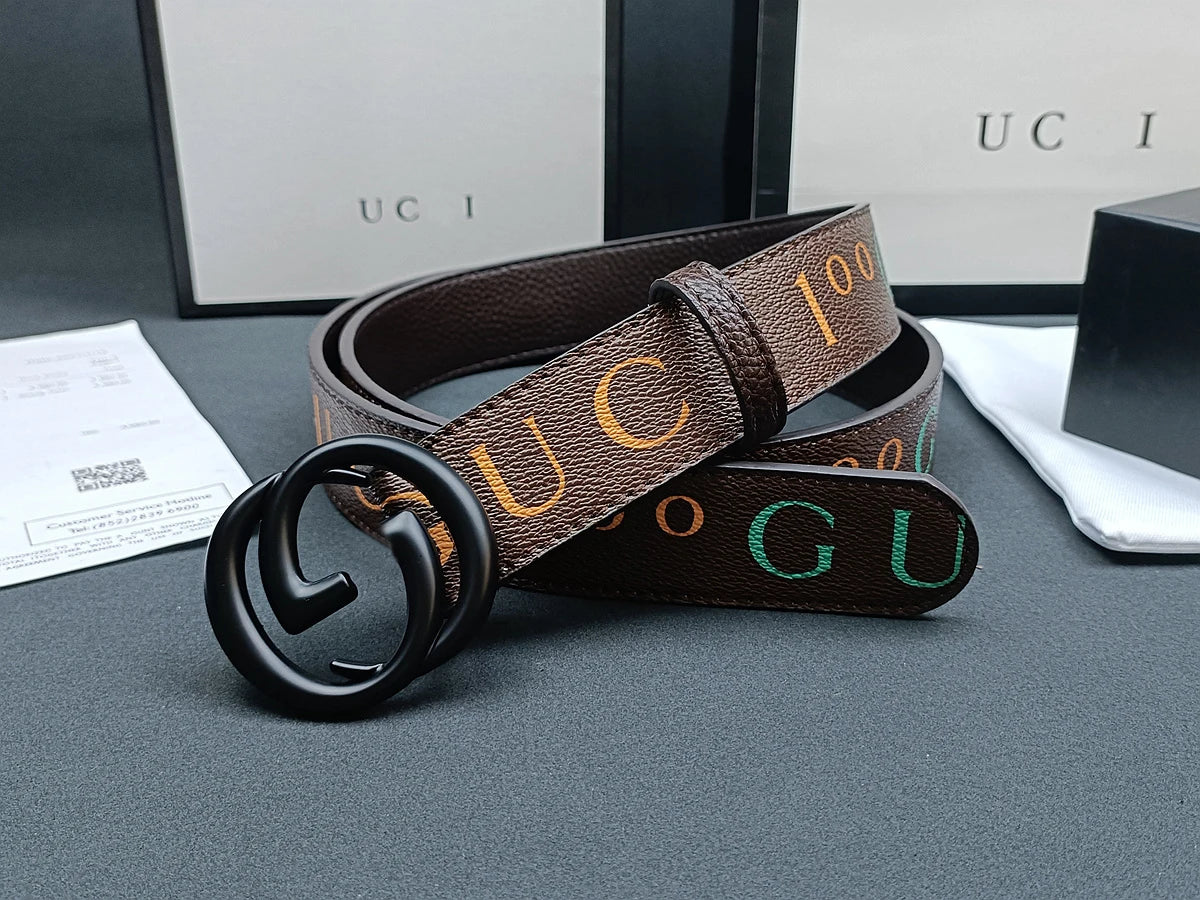 Italian High-end Genuine Leather Men's Belt, Classic Printed Business Belt, Personalized Double G Belt, Multi-functional