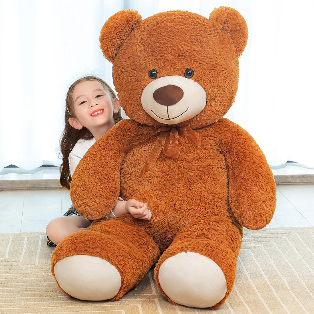 SNOWOLF Giant Teddy Bear Stuffed Animal 51in Cute Brown/Beige Valentine's Bear for Girlfriend Boyfriend Mom Birthday