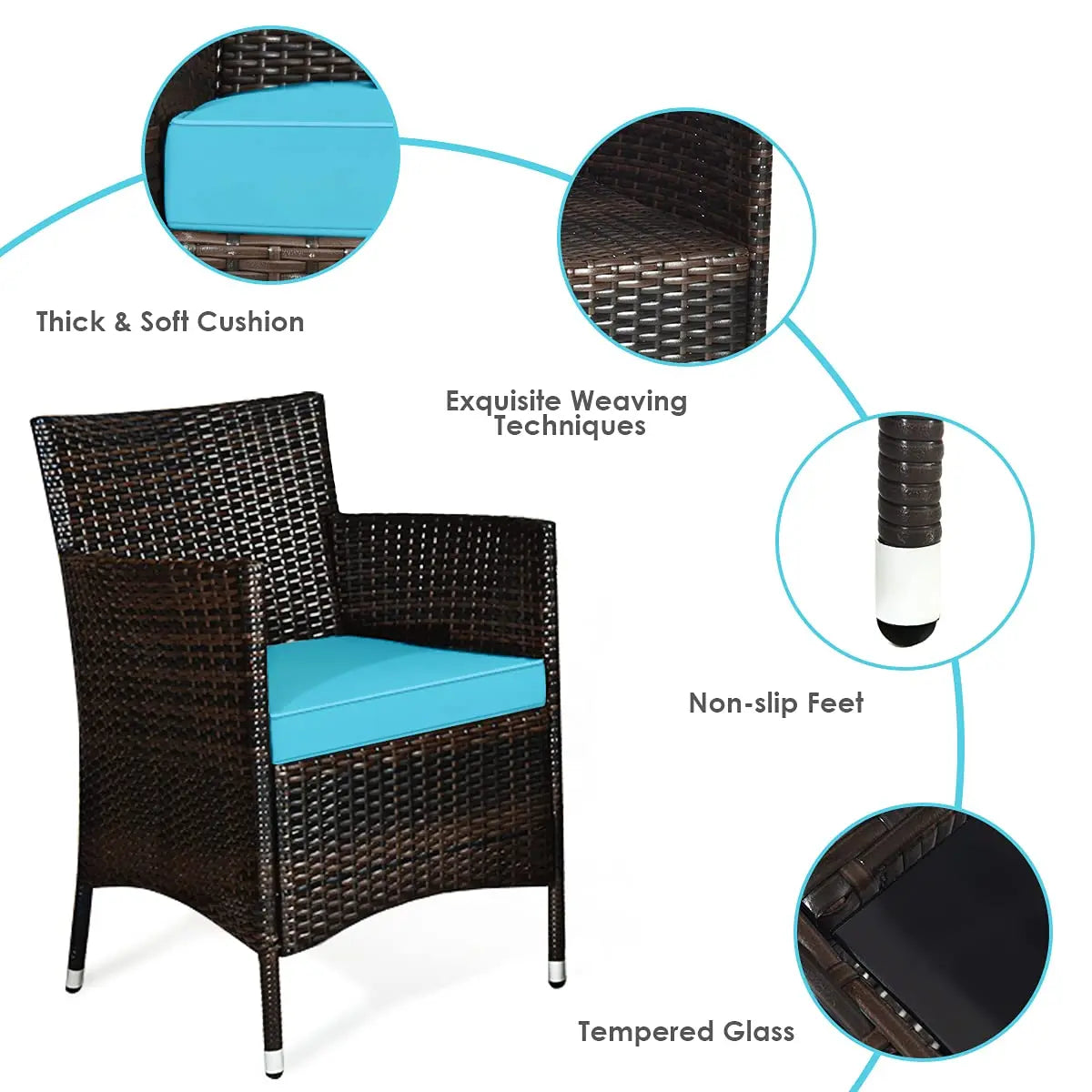 4-Piece Rattan Patio Set, Outdoor/Indoor Wicker Conversation Set for Pool, Backyard, Lawn, Wicker Chairs and Sofa, Customized