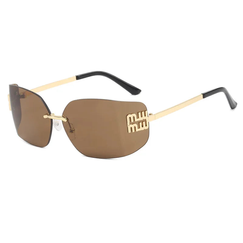 Retro Rimless Design Shades Luxury Metal Women Sunglasses High Quality Decoration Sun Glasses for Travelling Hiking