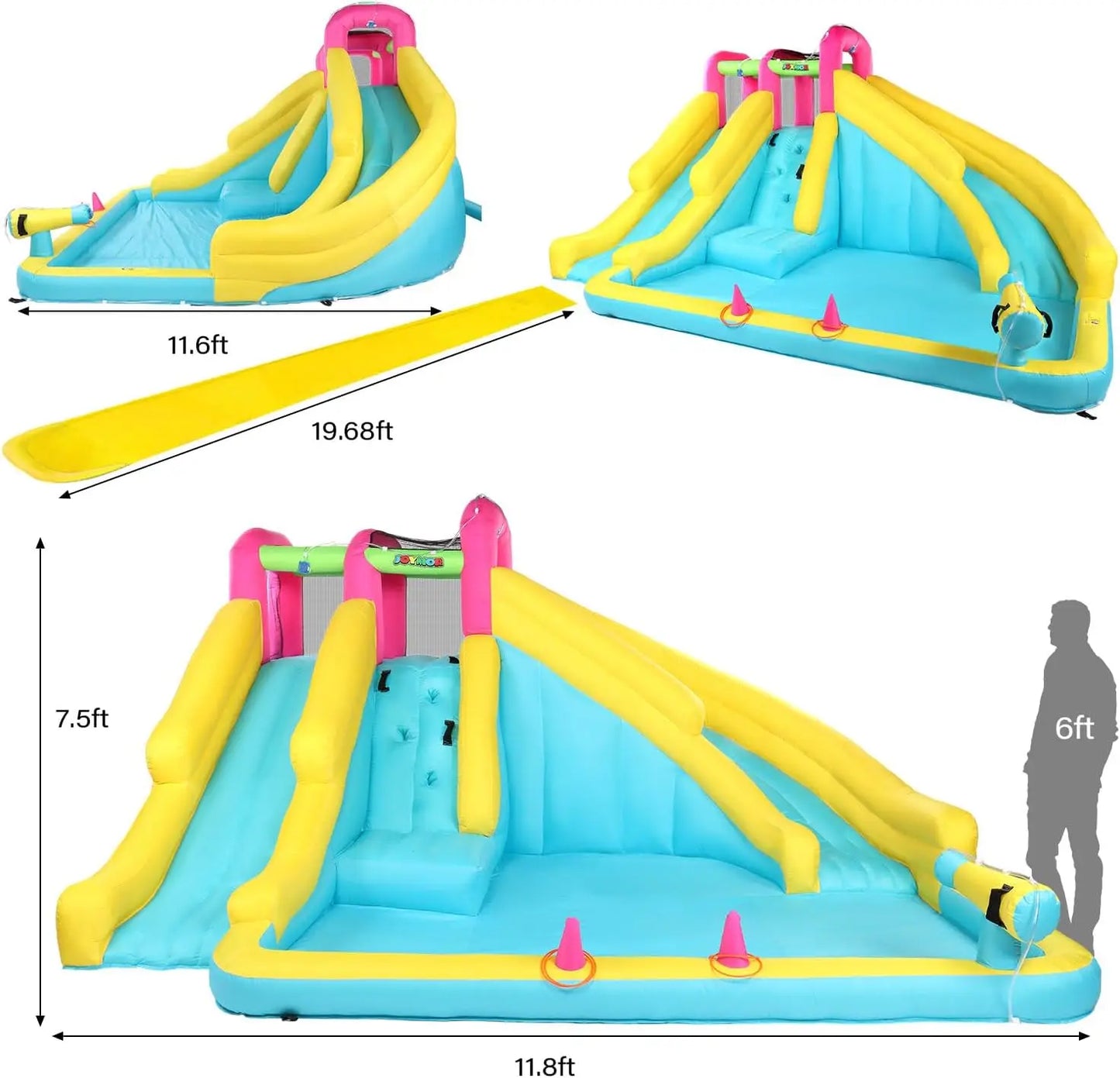 Inflatable Water Slide with 20FT Lawn Water Slide for Kids 3-10Y, 1min Blow Up Water Slide w/Bodyboard, Sprinkler, Backyard Kids