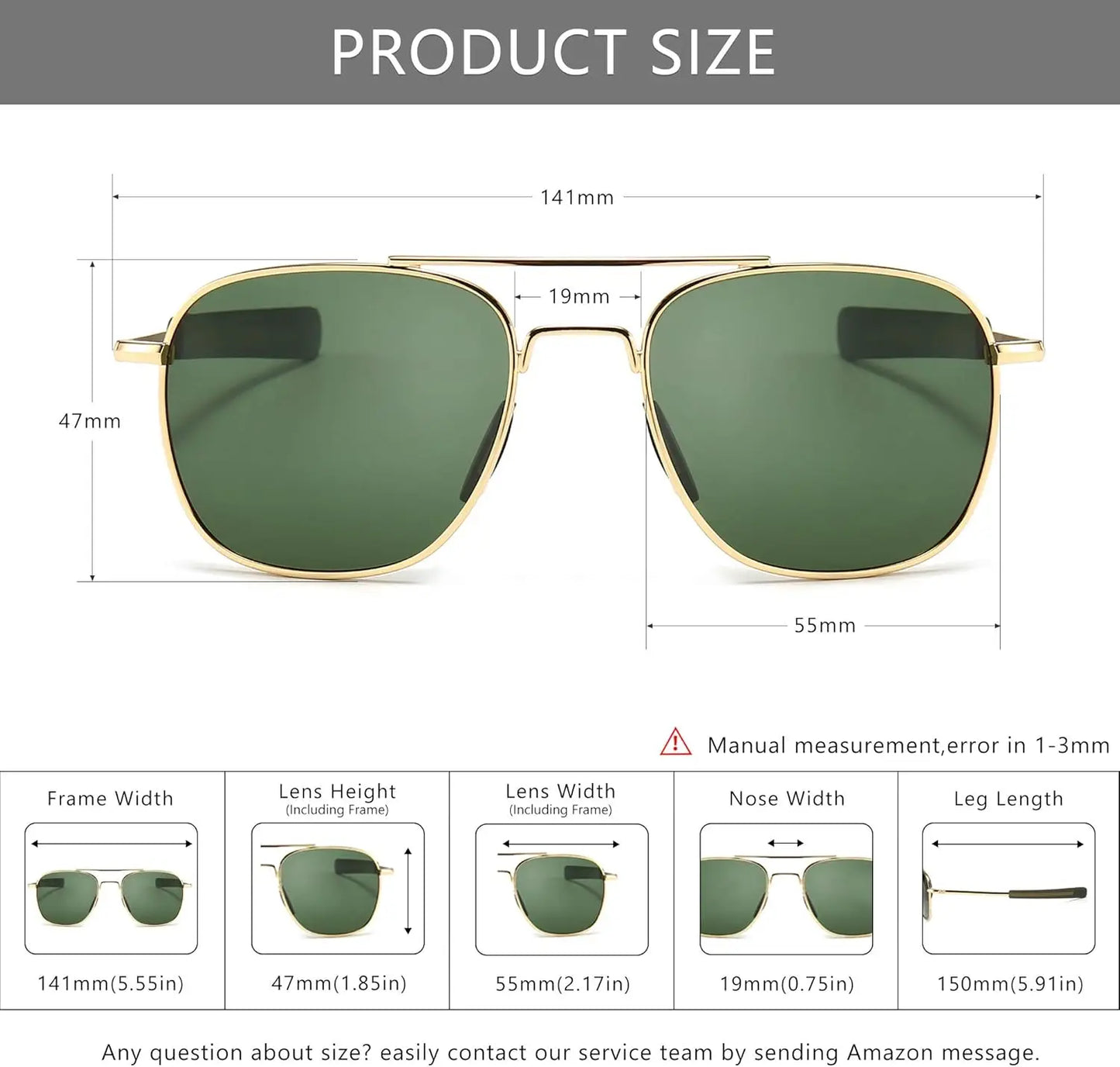 Men's Military Style Polarized Aviator Sunglasses with Bayonet Temples for Outdoor Activities
