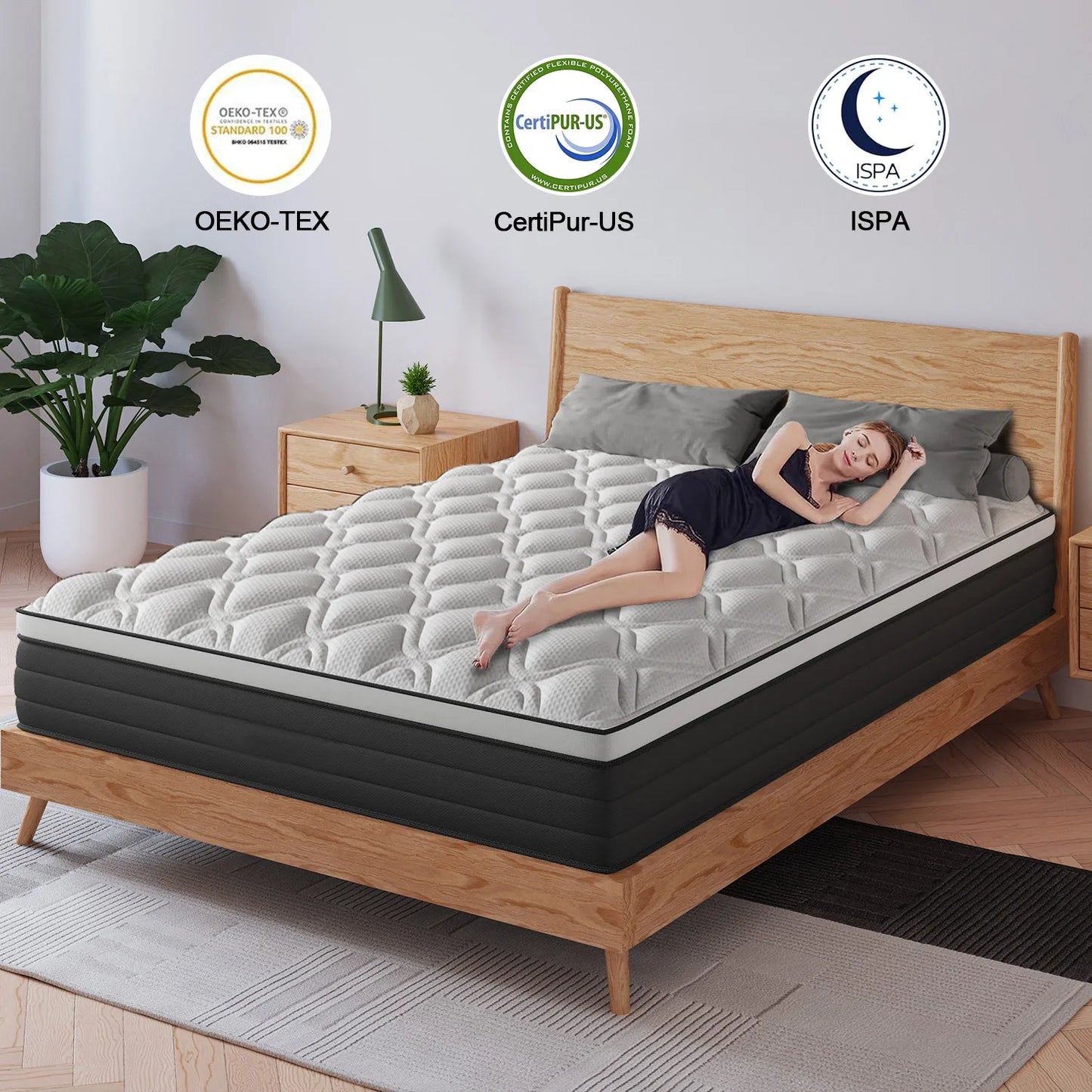 12"14" Gel Memory Foam Hybrid Pocket Spring Mattress Twin Full King Queen Bed Mattress In A Box, Medium Firm Motion Isolation