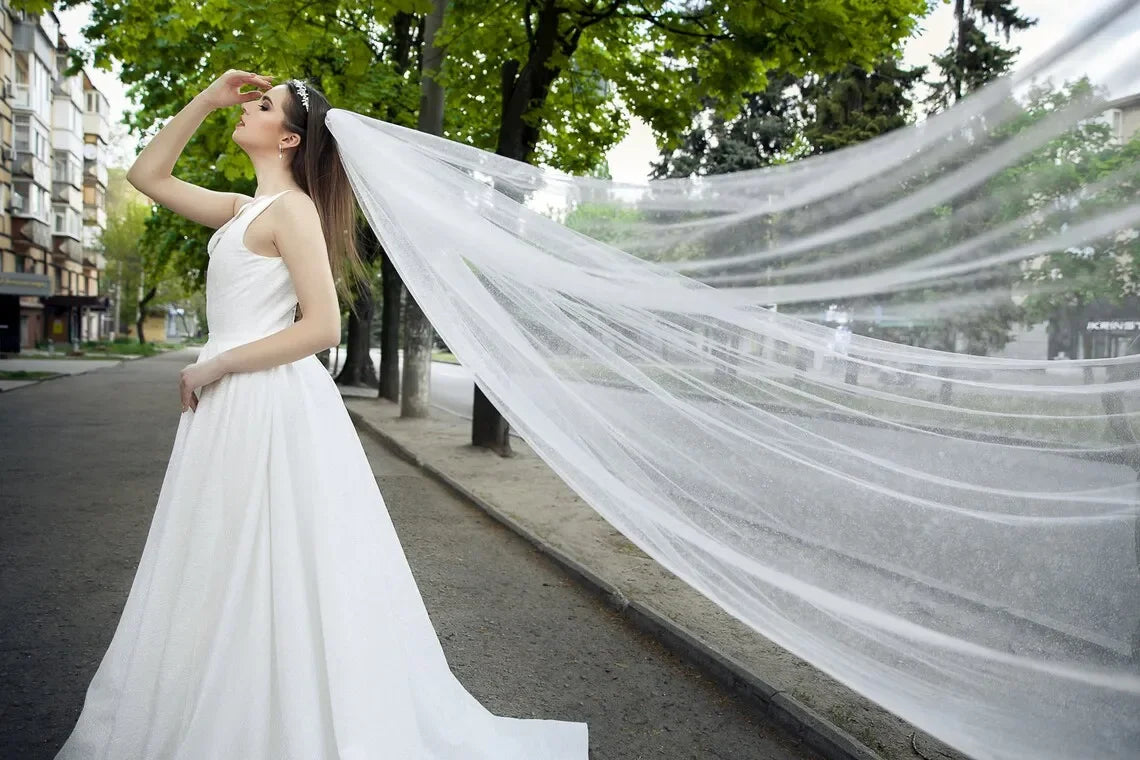 Long Sparkling Bridal Veil Luxury Shine Wedding Veil in Golden Hues with Sequins Cathedral Length Golden Veils with Comb V101
