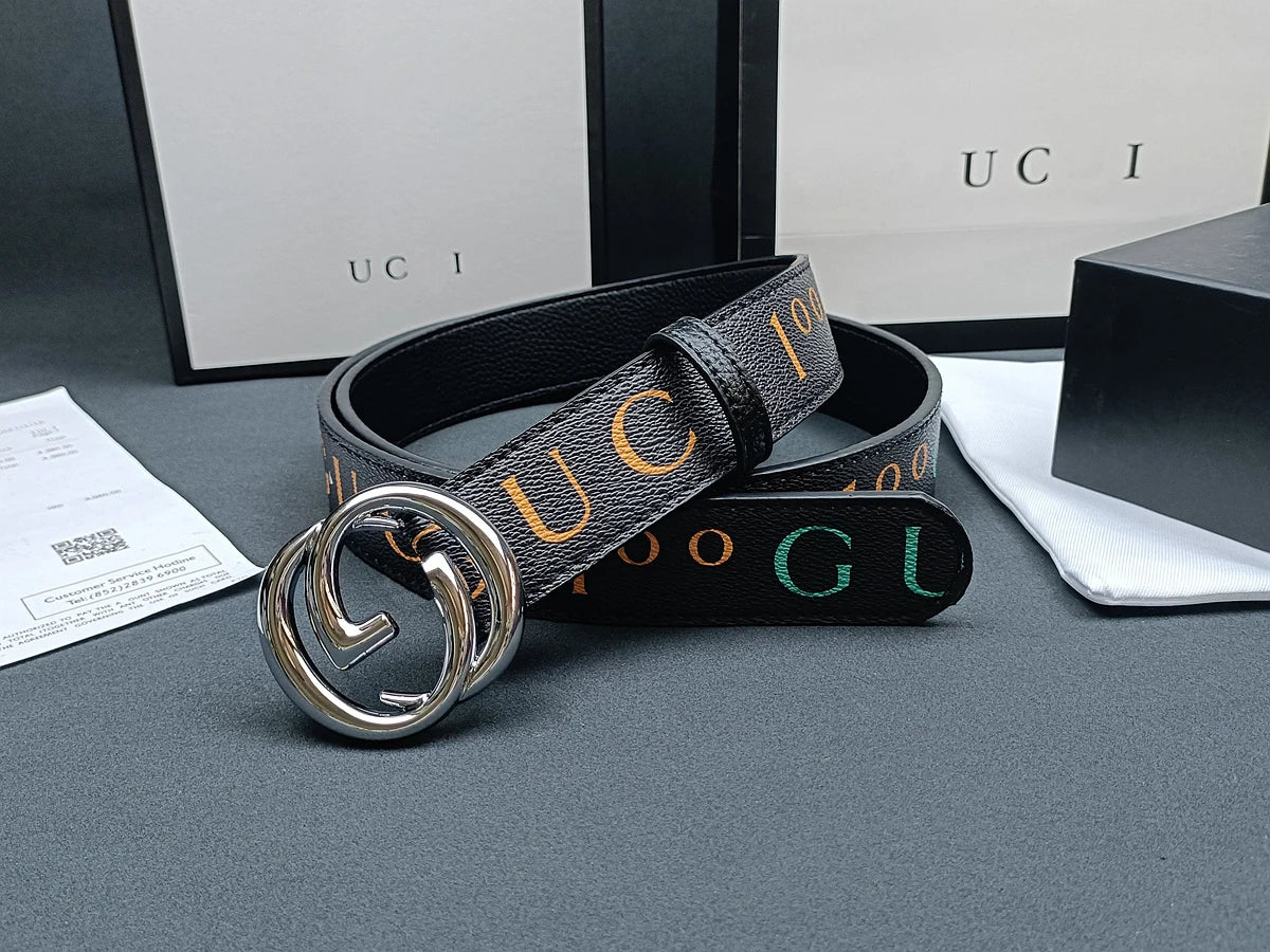 Italian High-end Genuine Leather Men's Belt, Classic Printed Business Belt, Personalized Double G Belt, Multi-functional