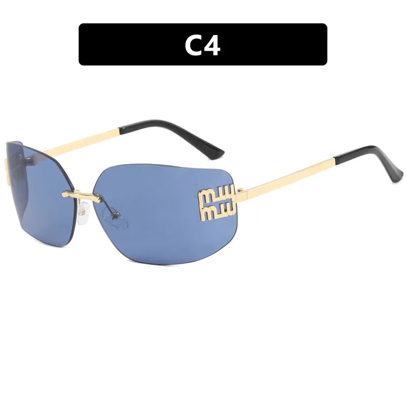 Retro Rimless Design Shades Luxury Metal Women Sunglasses High Quality Decoration Sun Glasses for Travelling Hiking