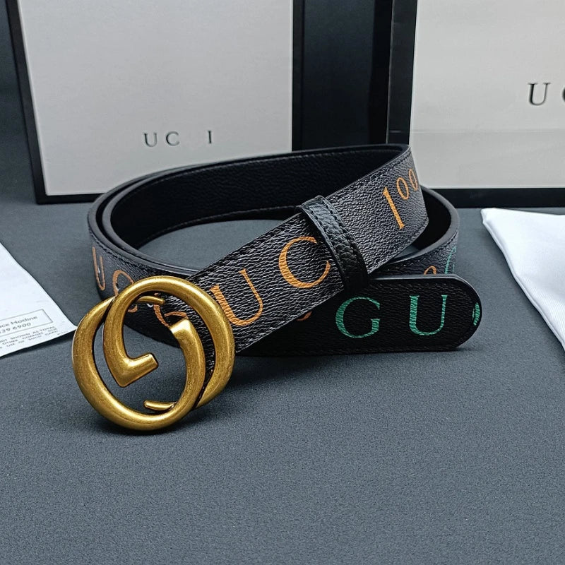 Italian High-end Genuine Leather Men's Belt, Classic Printed Business Belt, Personalized Double G Belt, Multi-functional