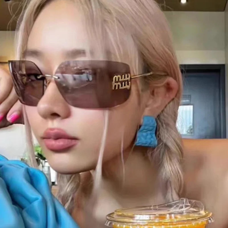 Retro Rimless Design Shades Luxury Metal Women Sunglasses High Quality Decoration Sun Glasses for Travelling Hiking