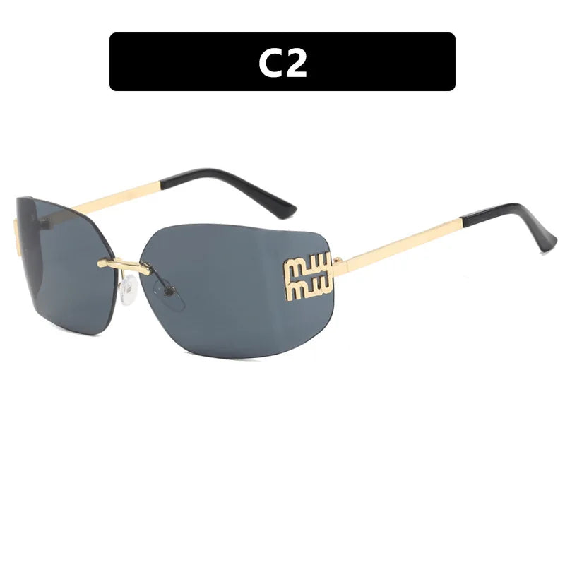 Retro Rimless Design Shades Luxury Metal Women Sunglasses High Quality Decoration Sun Glasses for Travelling Hiking