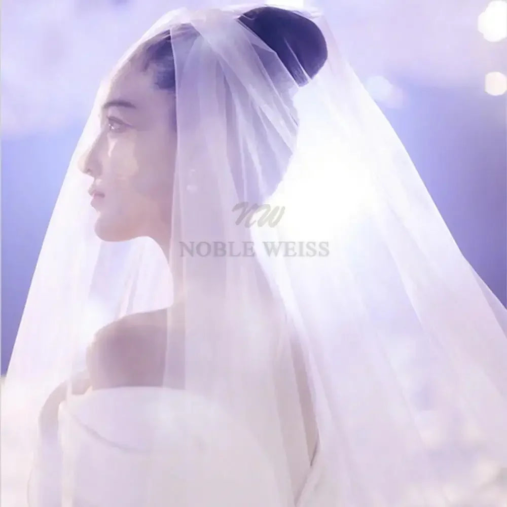 Ribbon Edge Wedding Veils Tulle Long Bridal Veil Two Layer Bridal Veil Long Bridal Party Veils Wedding Accessories Customized
