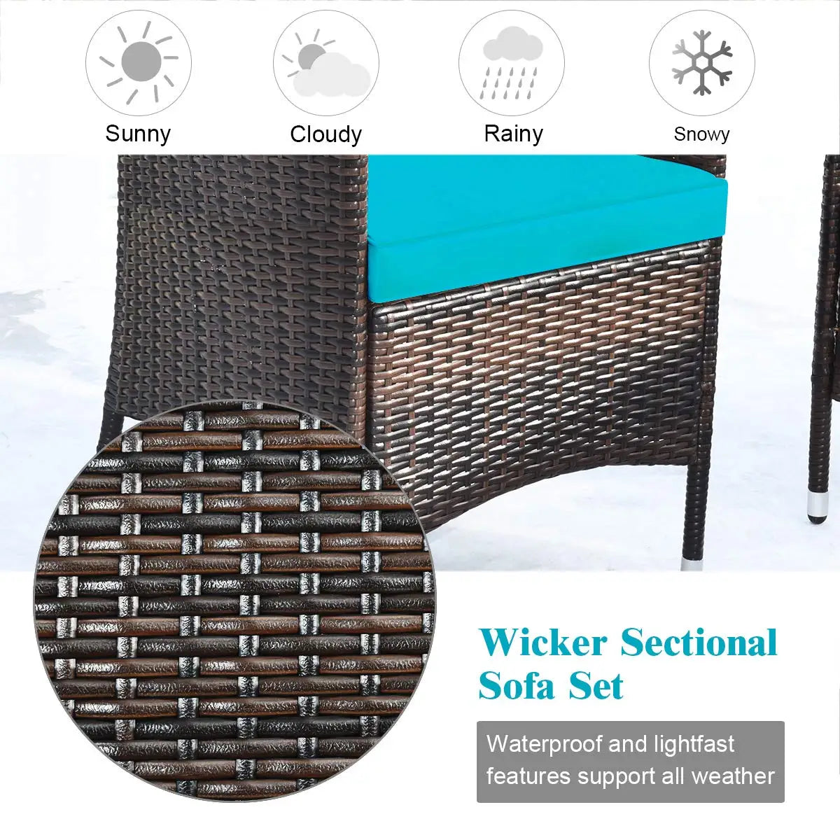 4-Piece Rattan Patio Set, Outdoor/Indoor Wicker Conversation Set for Pool, Backyard, Lawn, Wicker Chairs and Sofa, Customized