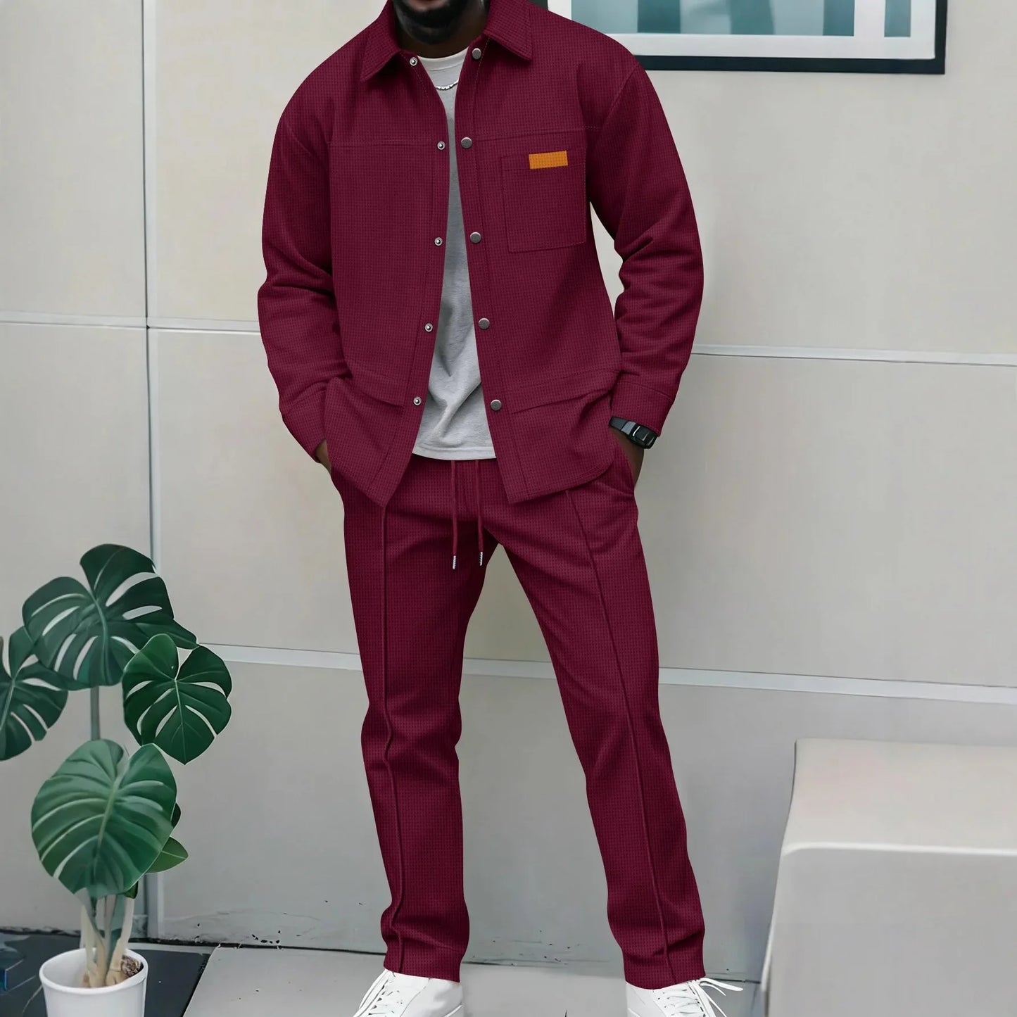 NONECN Flight Jacket Men's Casual Autumn Winter Two-Piece Set