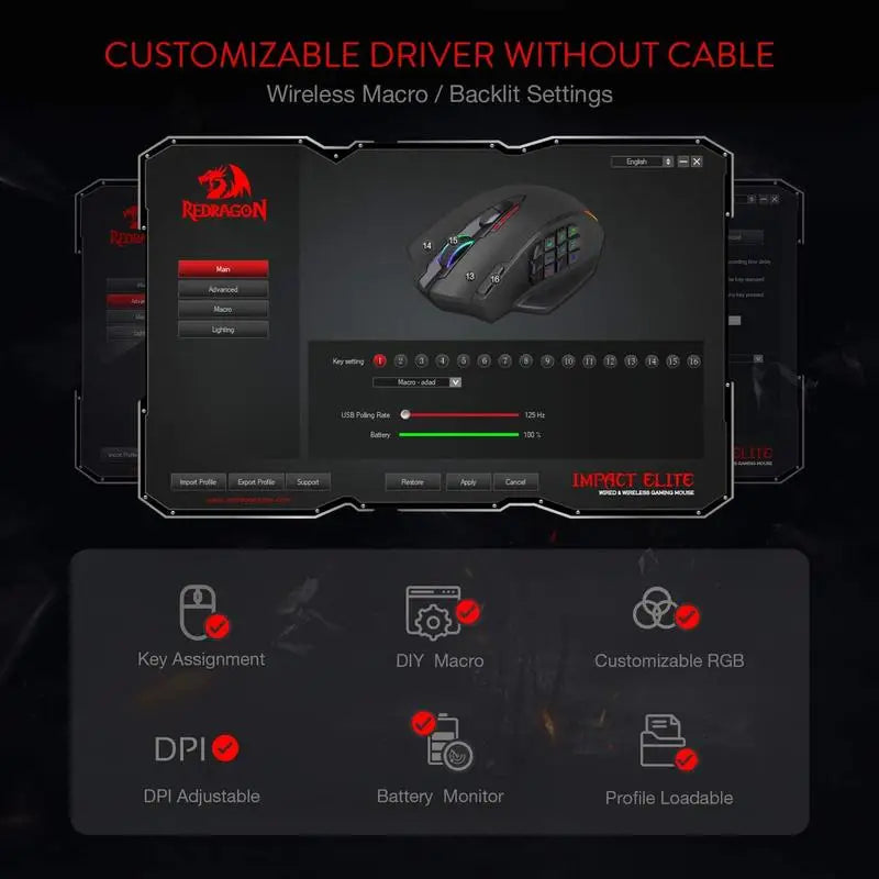 Redragon M913 Gaming Mouse With 16 Programmable Buttons