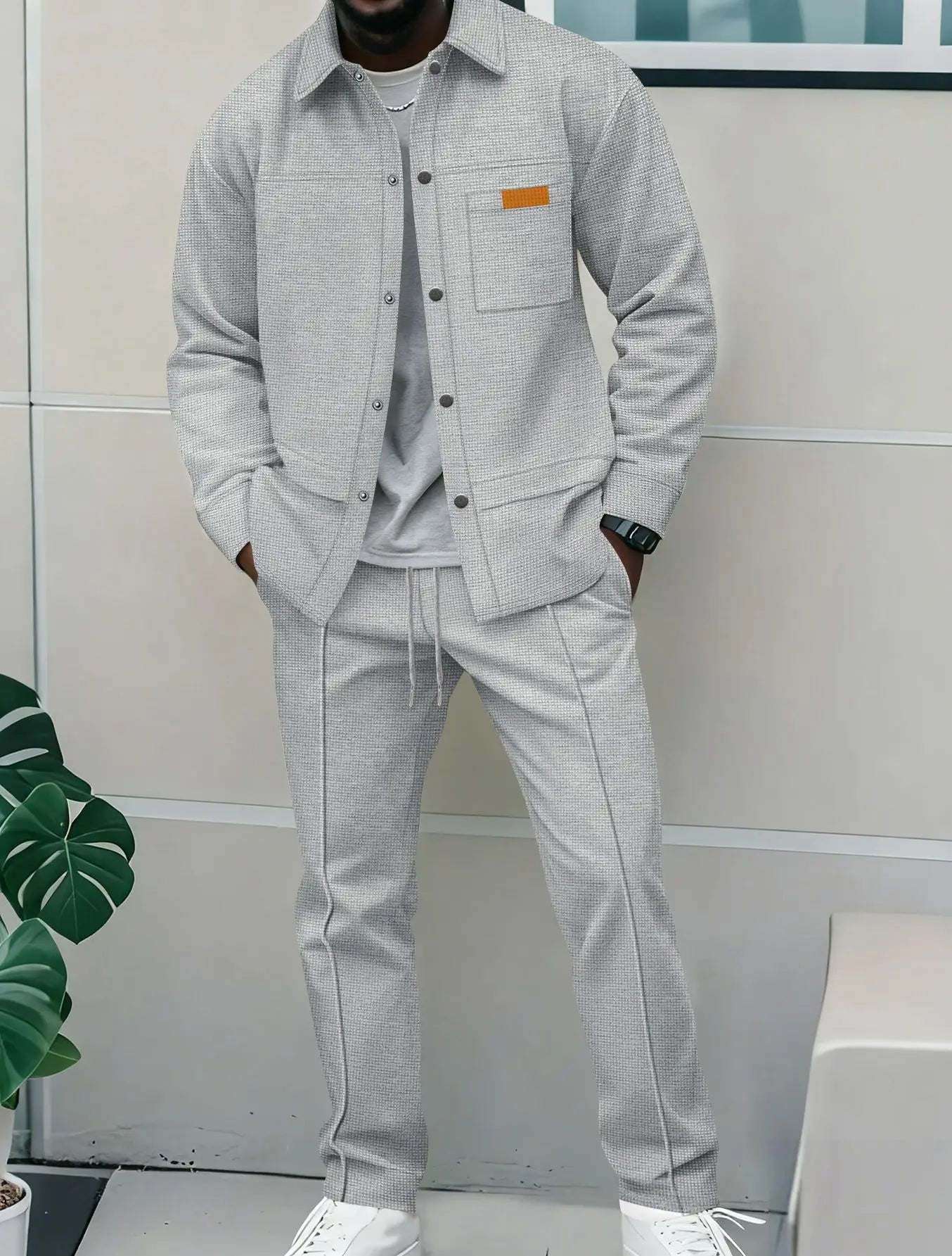 NONECN Flight Jacket Men's Casual Autumn Winter Two-Piece Set