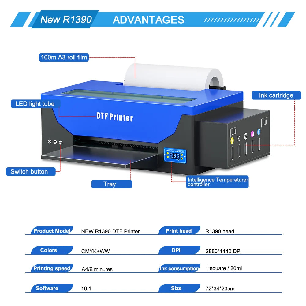 impresora A3+ DTF Printer XP600 DTF Printer A4 DTF Printer Printing Machine For T-shirt For Metal Wooden Direct Transfer Printer