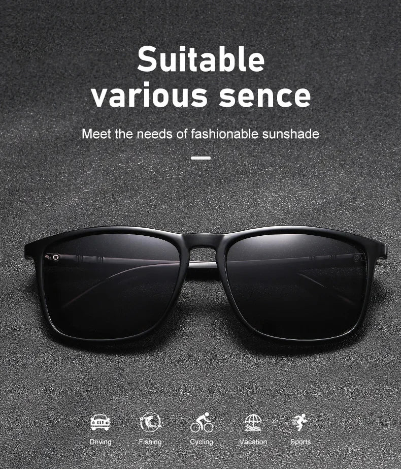 Outdoor Driving Sunglasses Popular Square Large Frame Sun Glasses Classic Polarized Glasses Men Women Fishing Glasses