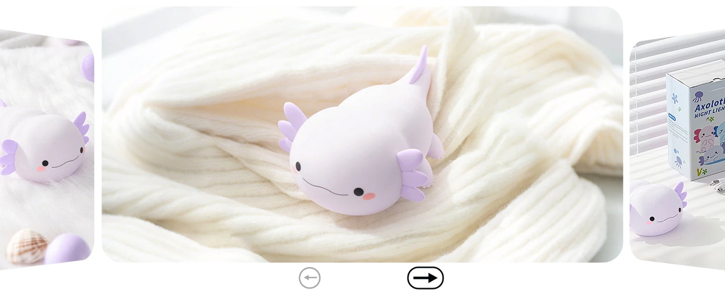 Night Light for Kids,Cute Purple Axolotl Lamp ,LED Squishy Nursery Nightlight,  Soft Silicone Novelty Animal Bedside Lamp